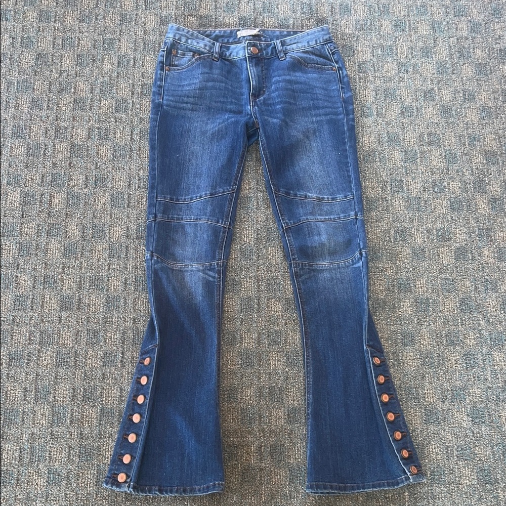 Women's Free People Flared Jeans with Button Detail